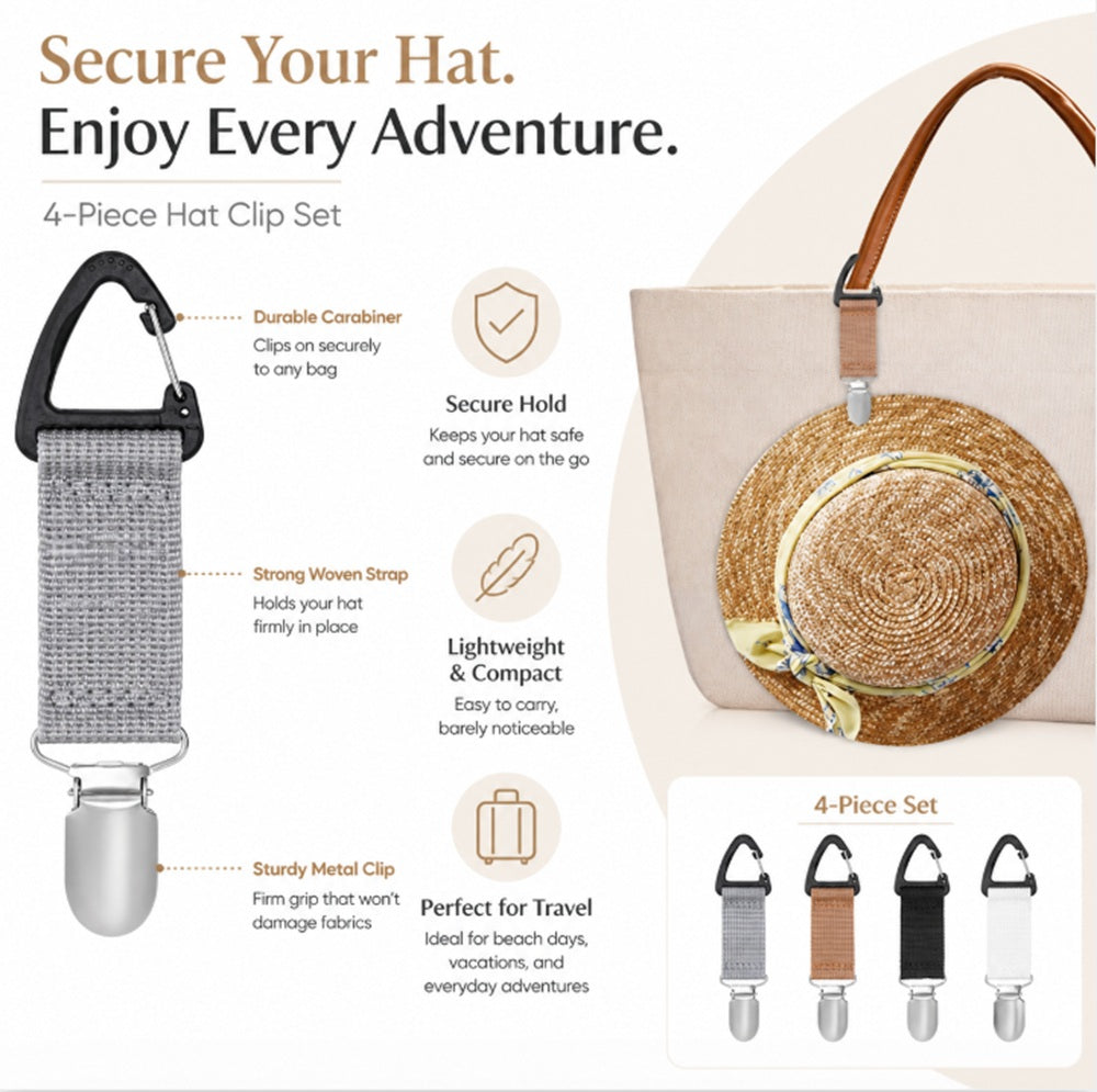 4-Pack Elastic Travel Hat Clips | TIKA
