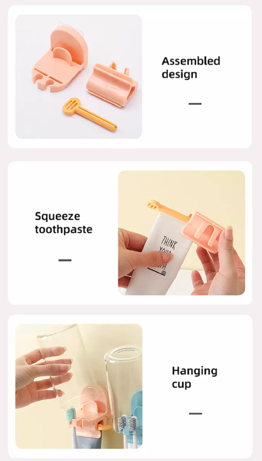 3-in-1 Wall-Mount Toothpaste Dispenser & Toothbrush Holder | TIKA
