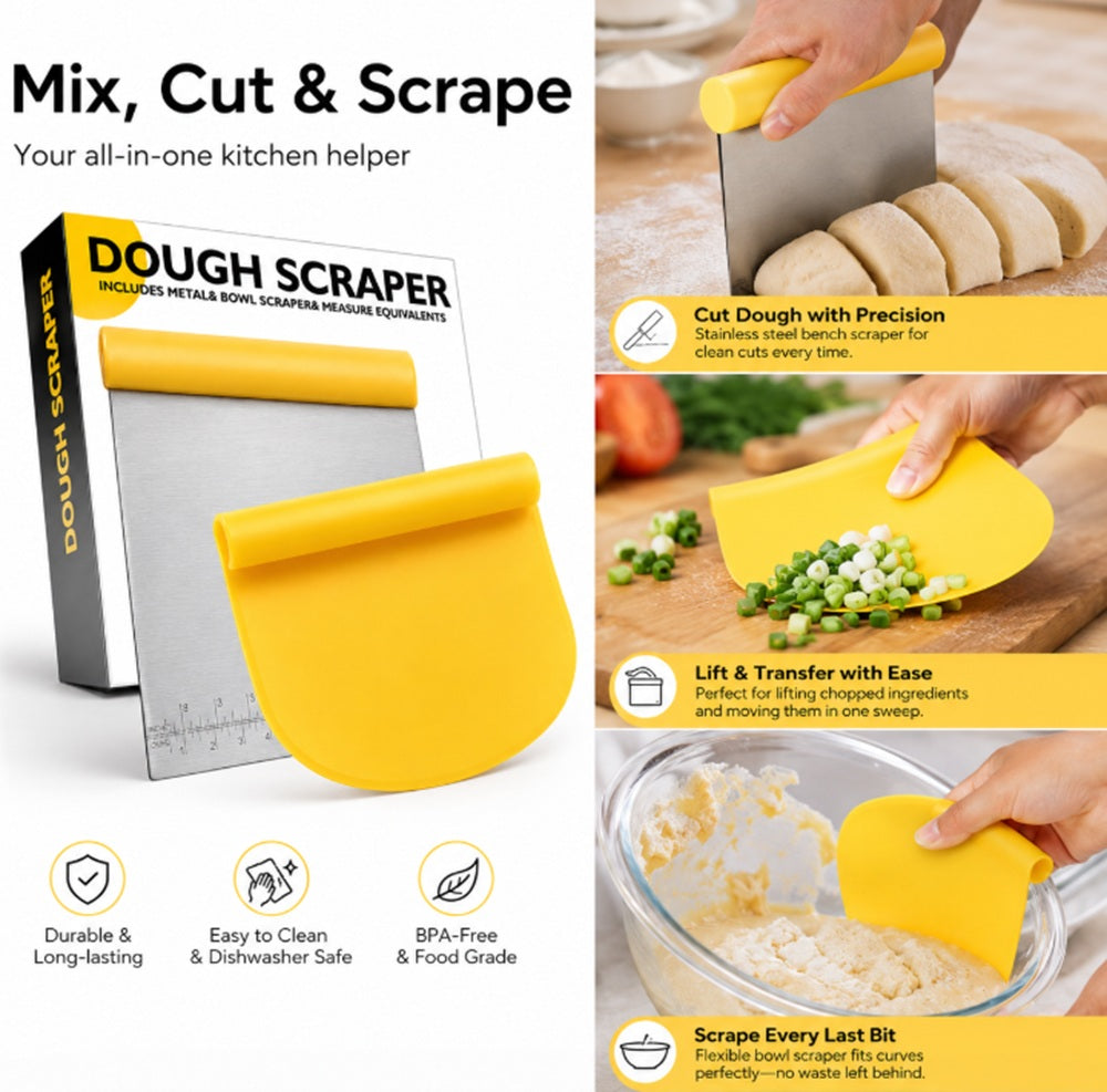 Stainless Steel Bench Scraper & Dough Cutter with Scale – TIKA