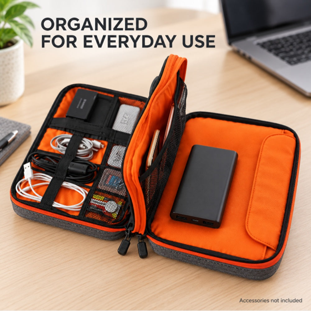 Double-Layer Electronics Organizer for Cables & Chargers | TIKA