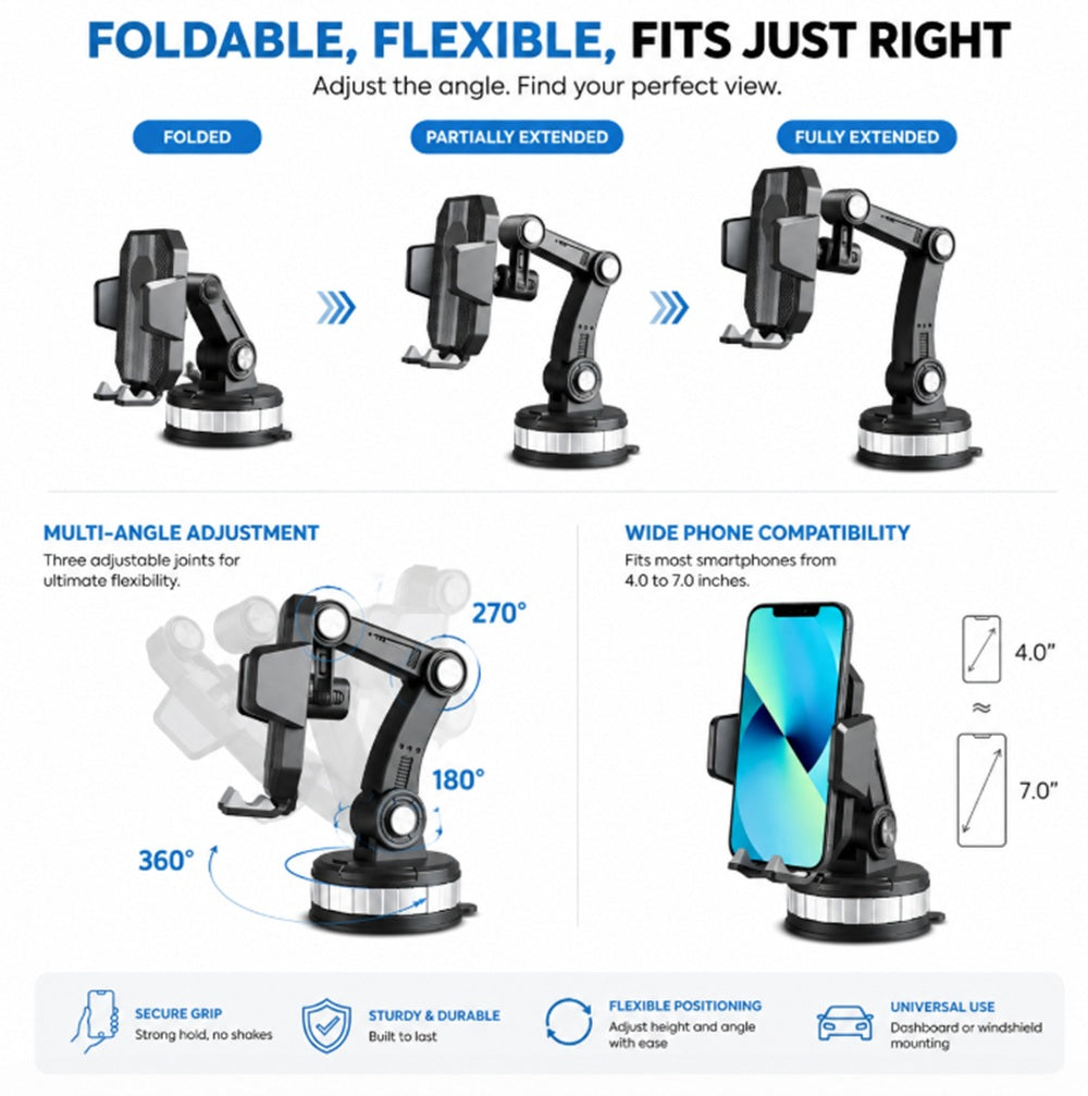 2-in-1 360° Car Phone Mount for Vent & Dashboard | TIKA