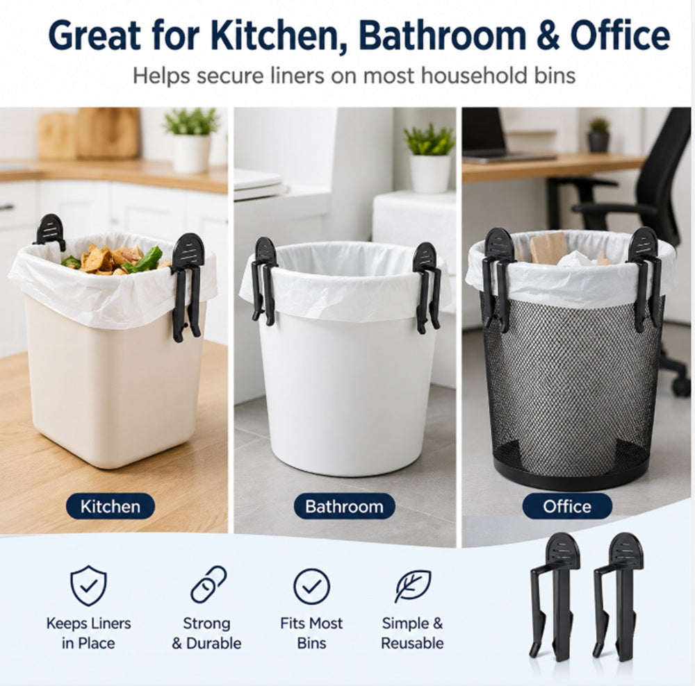 40-Pack Trash Bag Liner Clips for Wastebaskets | TIKA