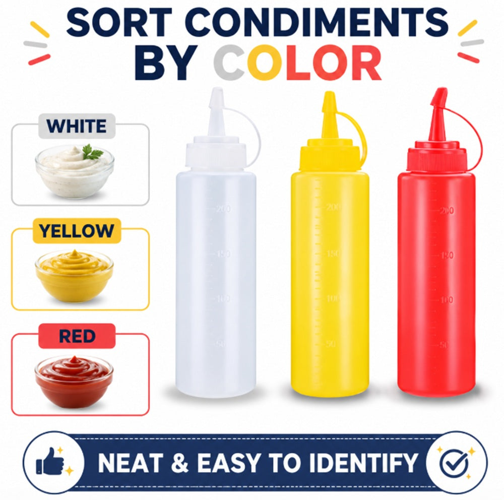 3-Pack 8 oz Condiment Squeeze Bottles | TIKA
