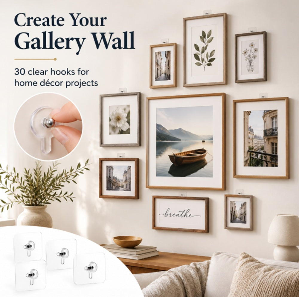 30-Pack Self-Adhesive No-Drill Wall Hooks | TIKA