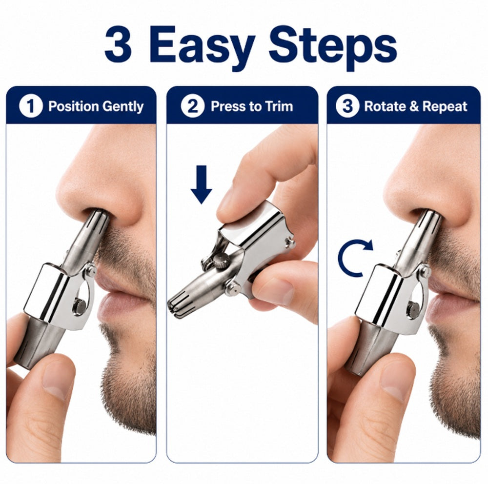 Stainless Steel Manual Rotary Nose Hair Trimmer | TIKA