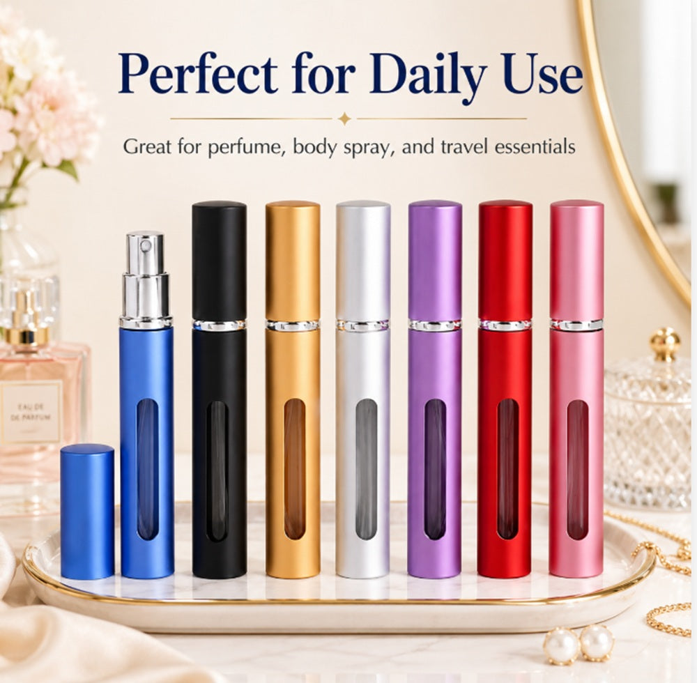 7-Piece 10 mL Refillable Travel Perfume Atomizer Set | TIKA
