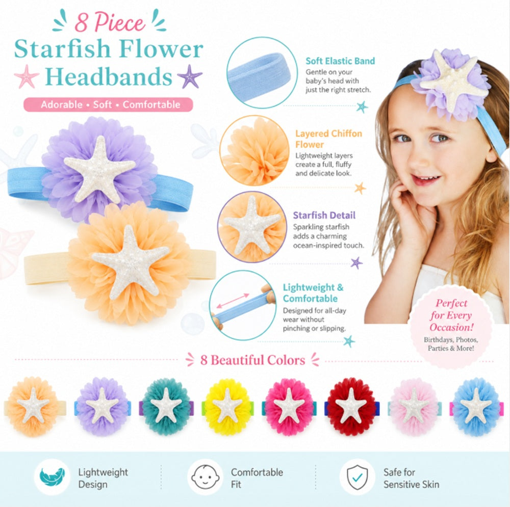8-Pack Baby Girl Lace, Bow & Flower Headbands | TIKA