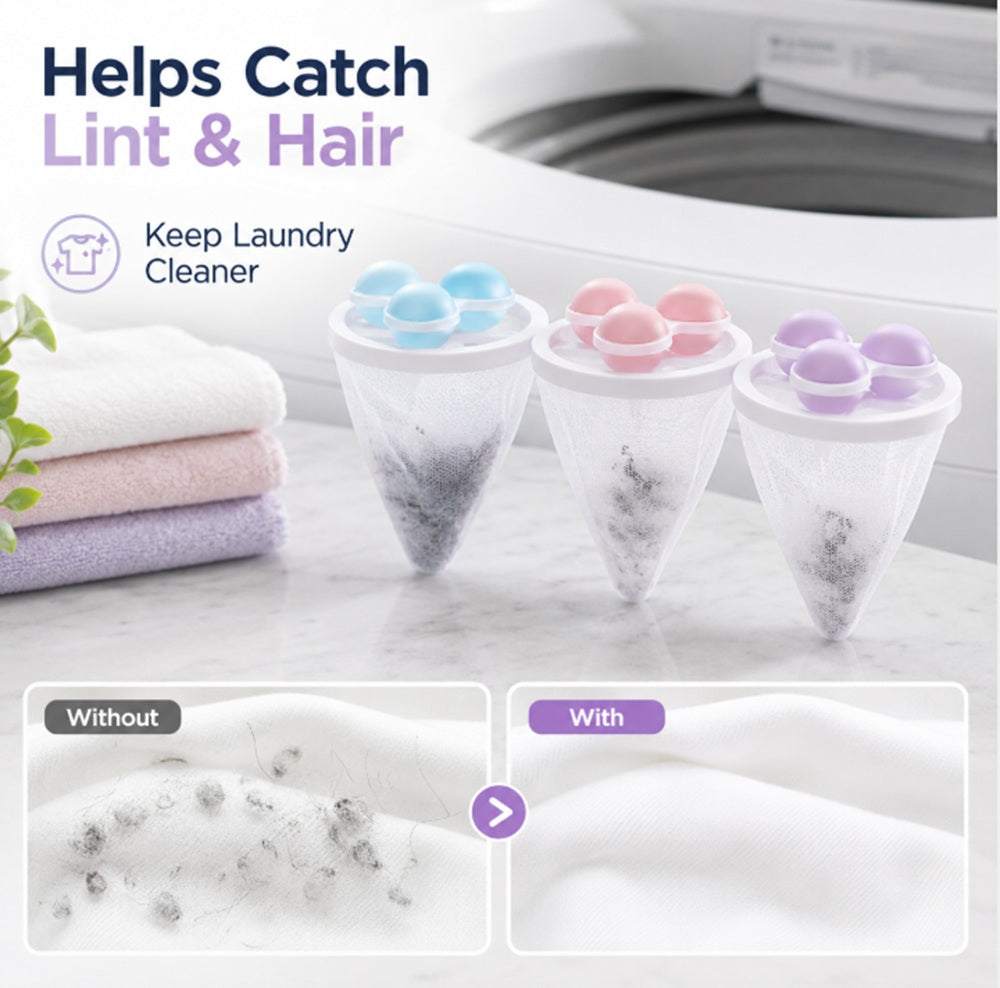 3-Pack Floating Mesh Laundry Lint Catcher Bags | TIKA
