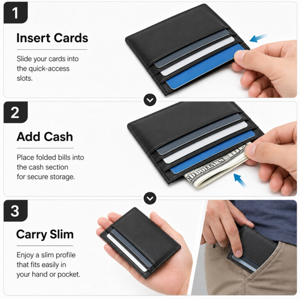 Slim RFID Blocking Leather Card Wallet | TIKA