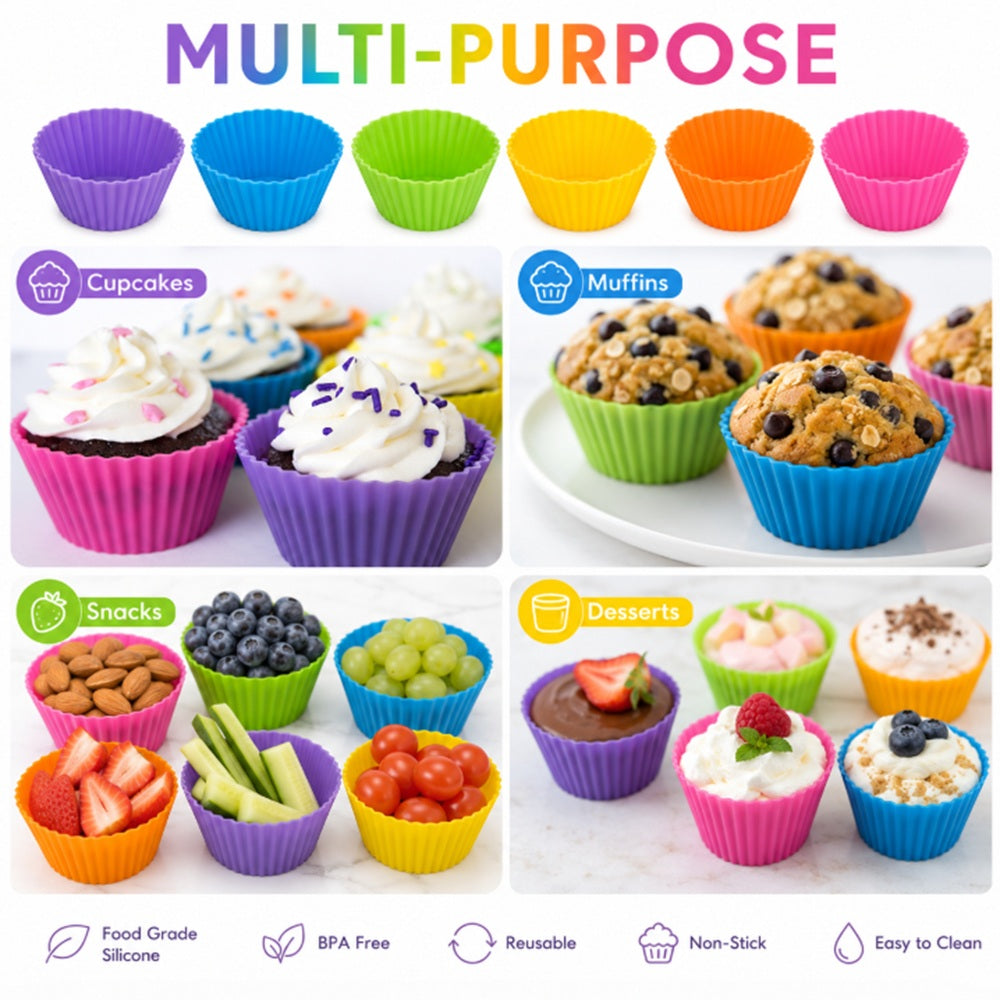 12-Pack Reusable Silicone Cupcake Liners | TIKA