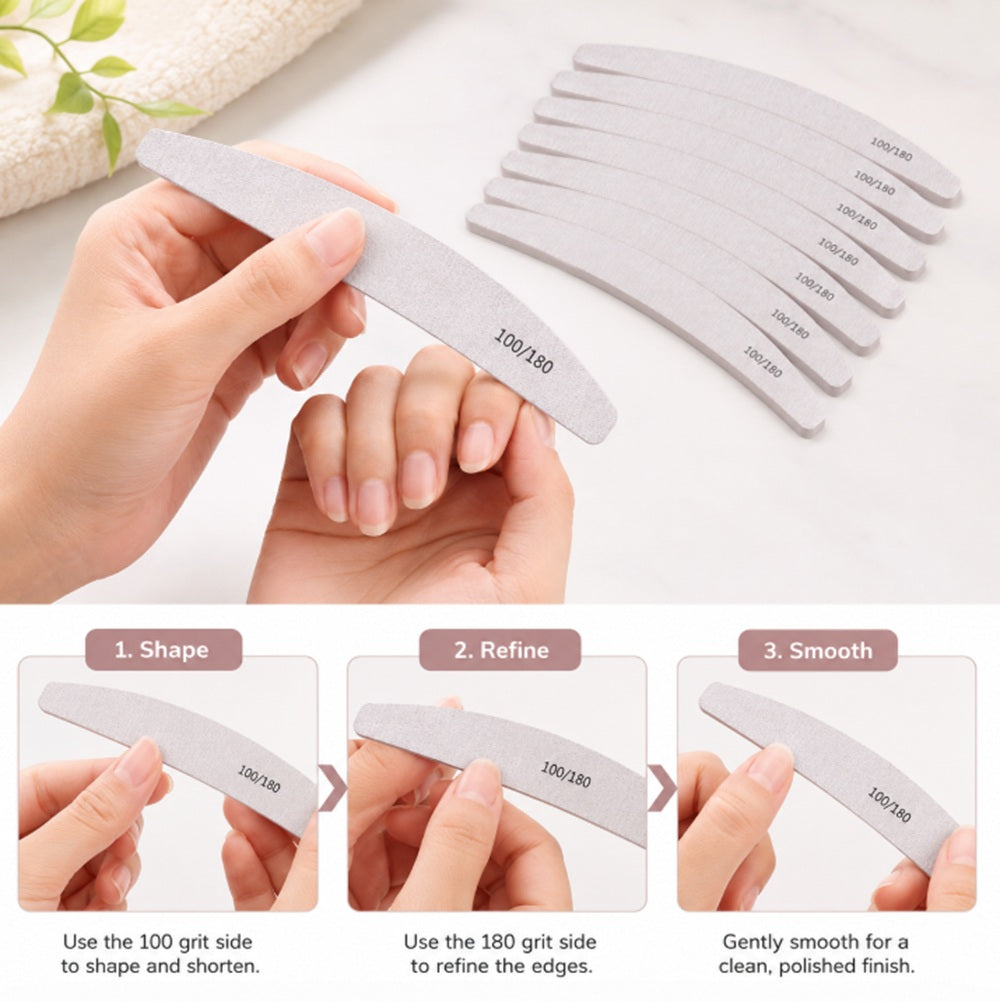 10-Pack Dual-Sided Nail Files, 100/180 Grit | TIKA