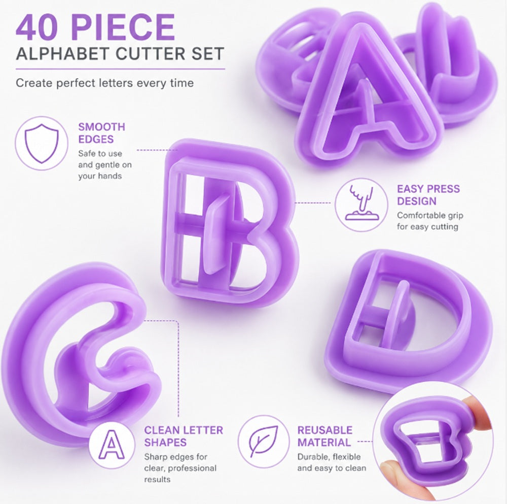 40-Piece Alphabet & Number Fondant Cutter Set | TIKA