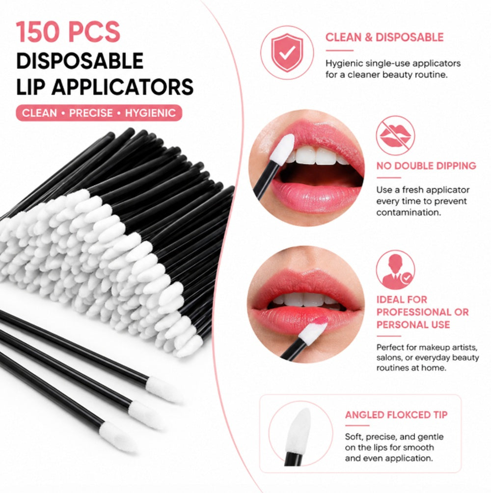 150-Piece Disposable Lip Brush Wands for Lipstick & Gloss | TIKA