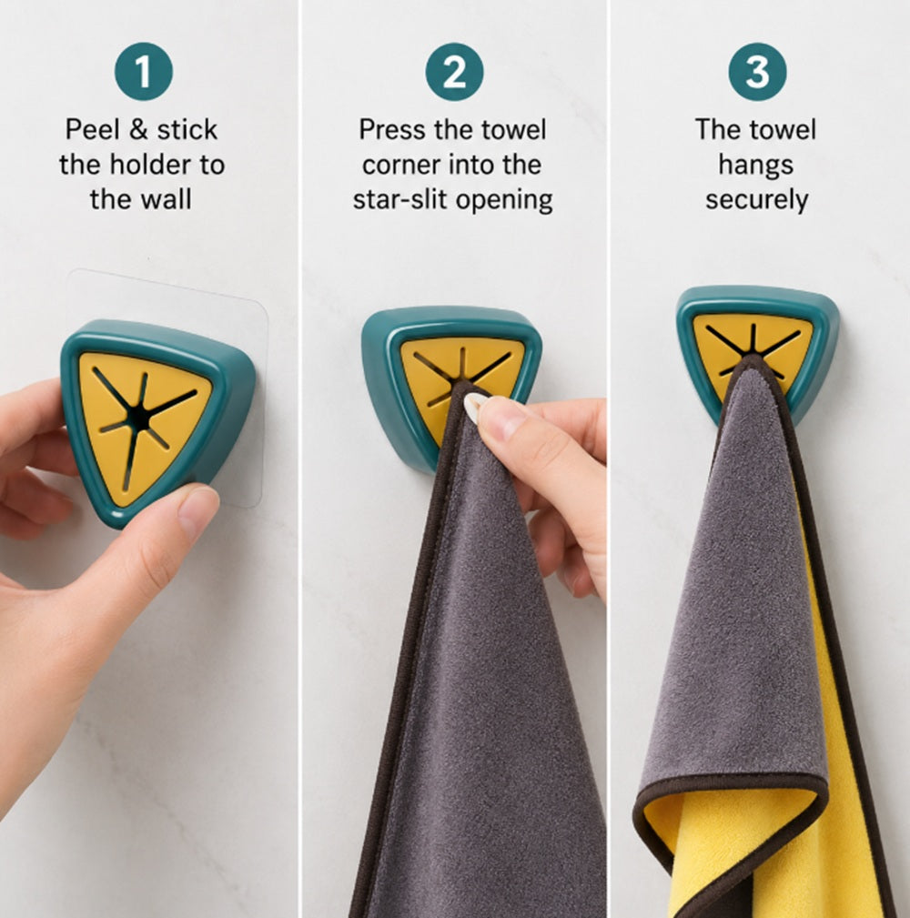 4-Pack Self-Adhesive Towel Holder Hooks | TIKA