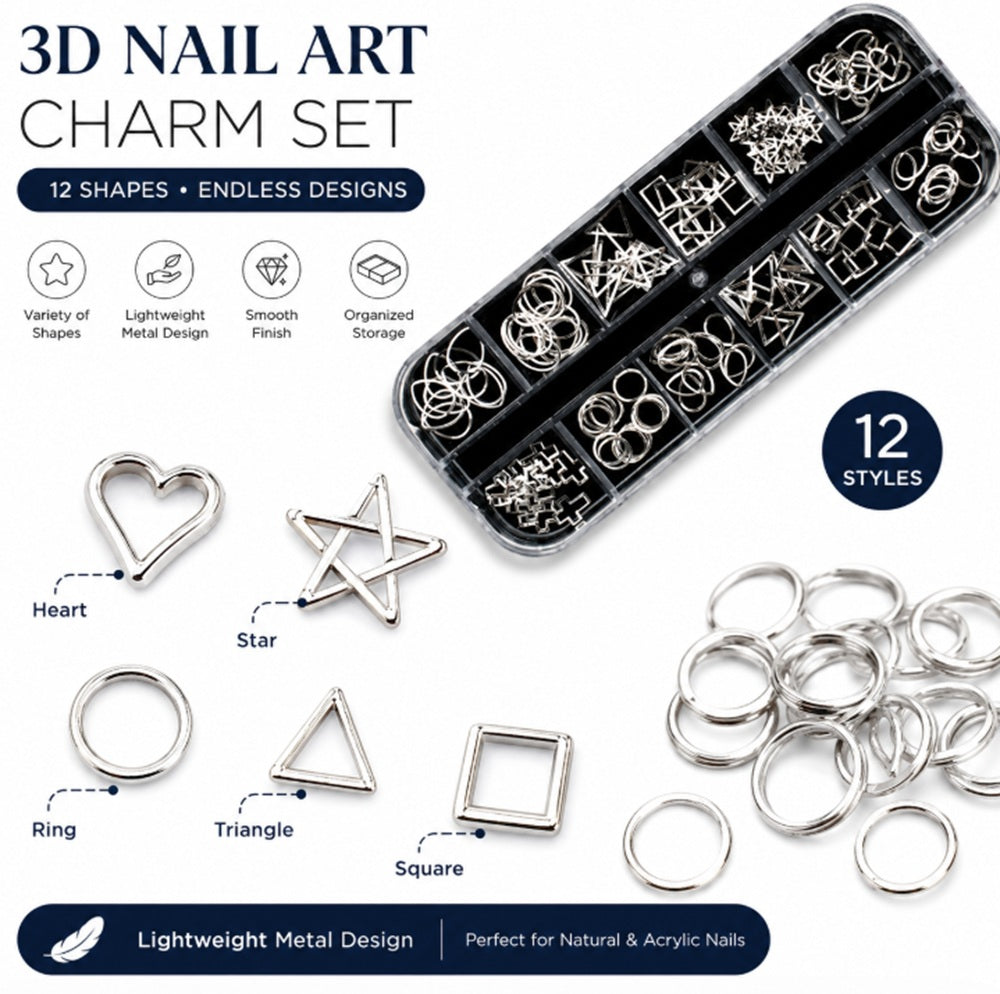 12-Grid Nail Rhinestone Kit for 3D Nail Art | TIKA
