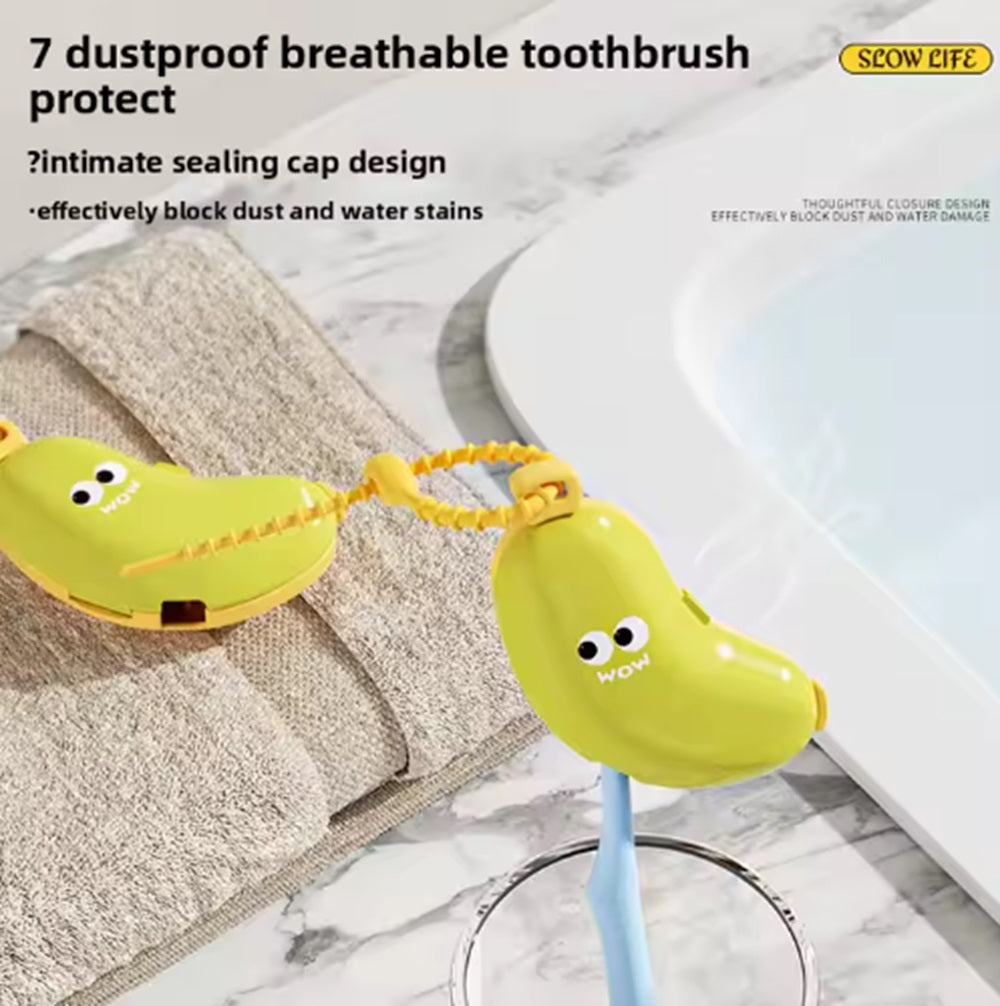2-Pack Banana Travel Toothbrush Cases with Dispenser | TIKA