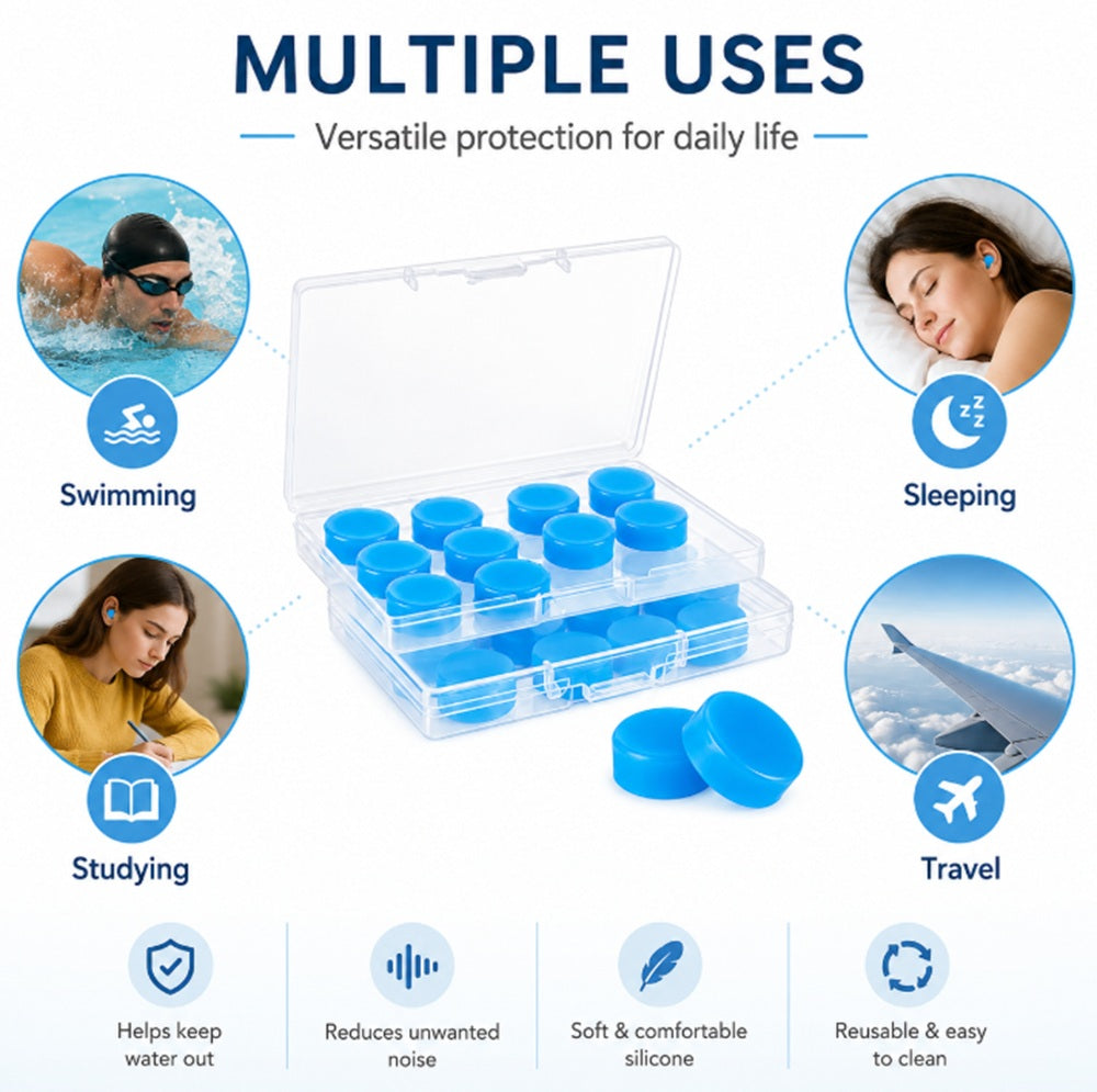 16-Piece Reusable Silicone Earplug Set | TIKA