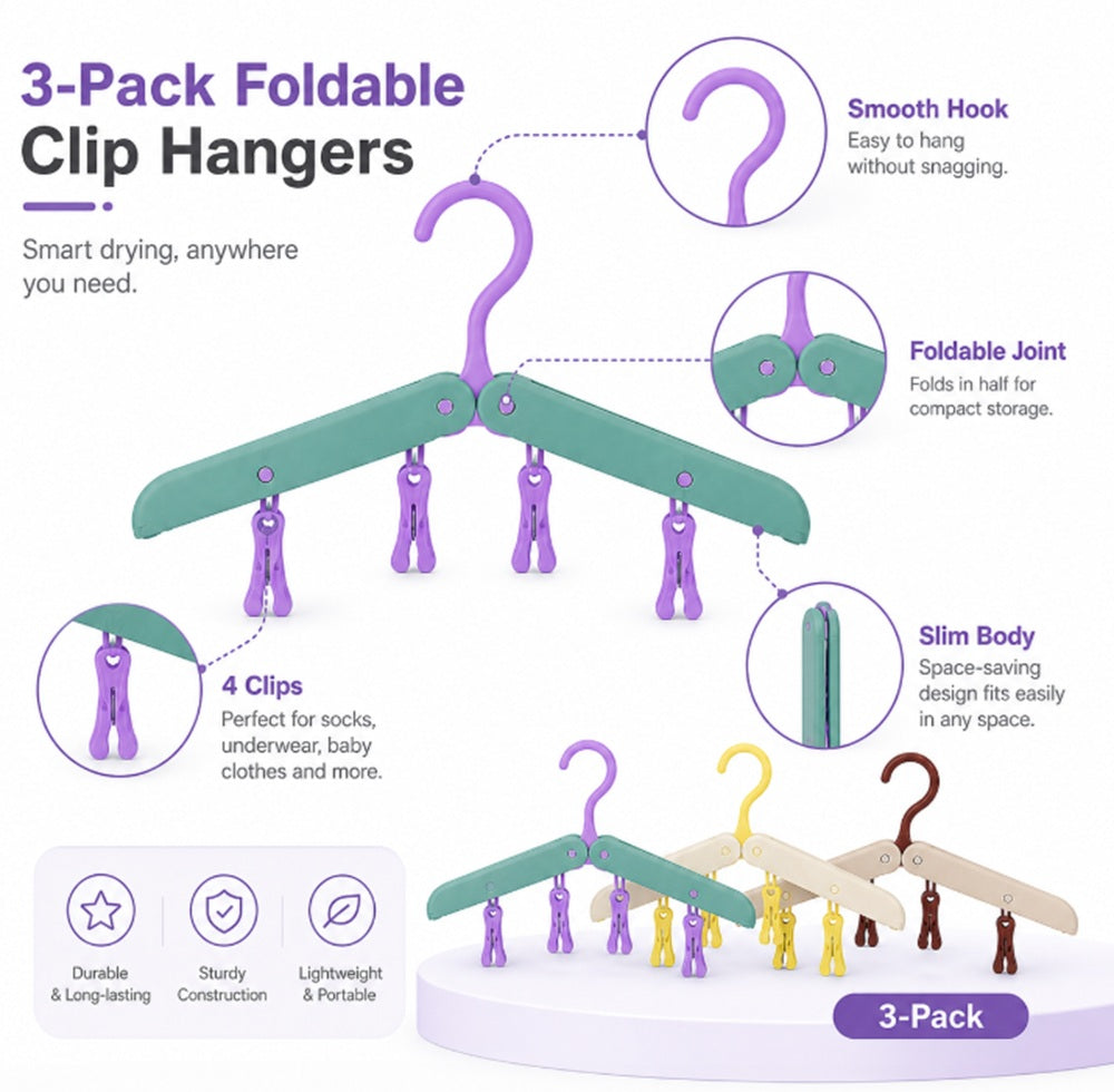 3-Pack Foldable Travel Clothes Hangers | TIKA