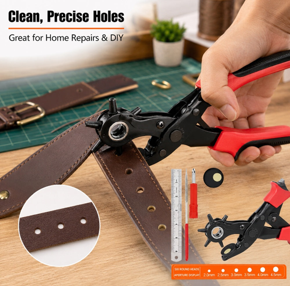 10-Inch Rotary Leather Hole Punch Pliers, 6 Sizes | TIKA