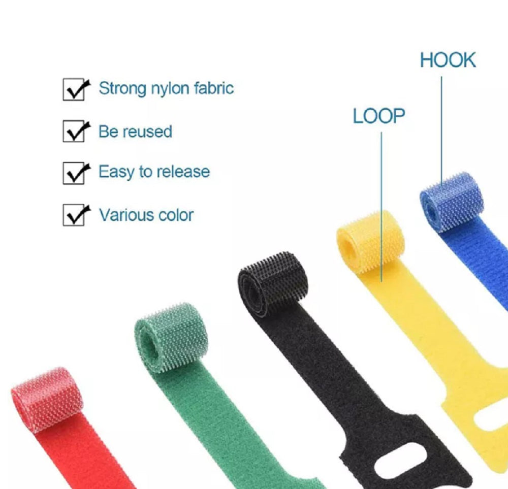 100-Pack Reusable Hook & Loop Cable Ties | TIKA