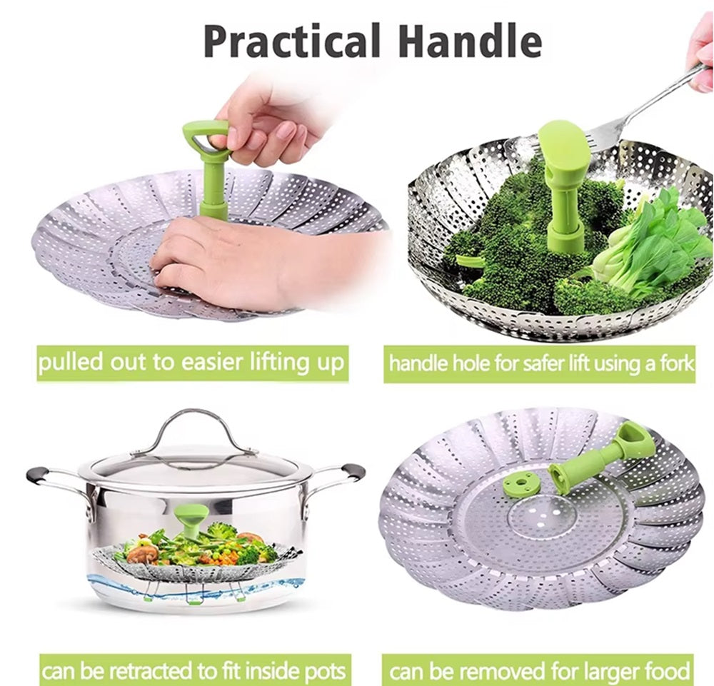 5.5–9 in Folding Stainless Steel Steamer Basket | TIKA