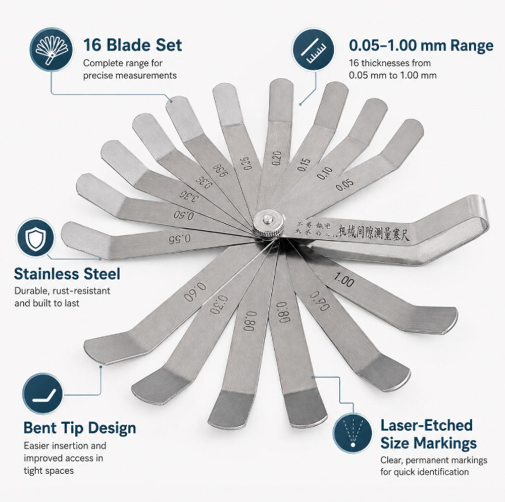 16-Blade Feeler Gauge for Gap & Clearance Measuring | TIKA