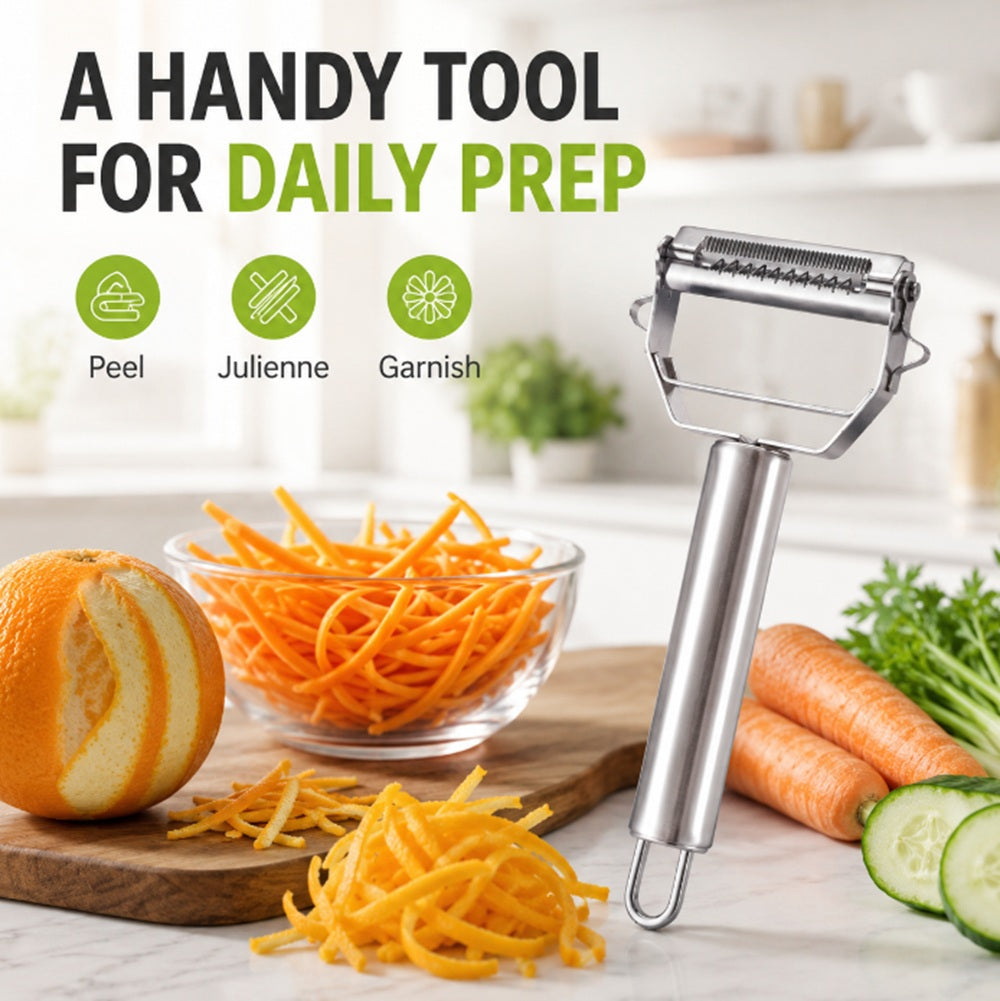 Stainless Steel Dual-Blade Peeler & Julienne Slicer – TIKA