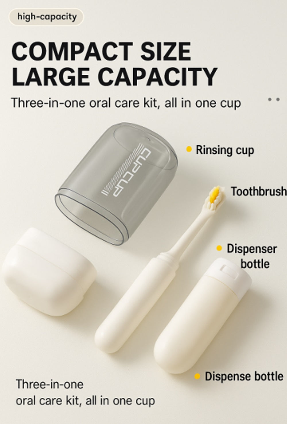 3-in-1 Travel Toothbrush & Toothpaste Case with Cup | TIKA