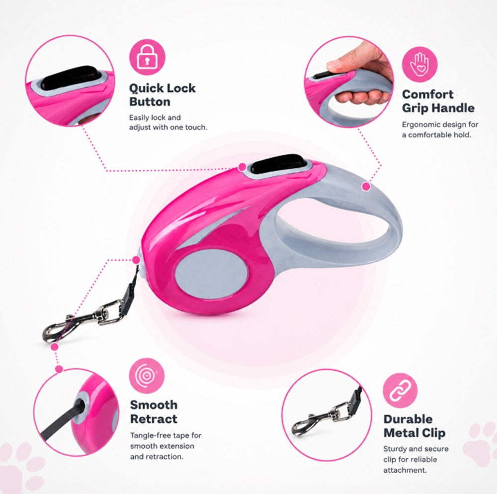 16-Foot Retractable Pet Leash with Locking Handle | TIKA