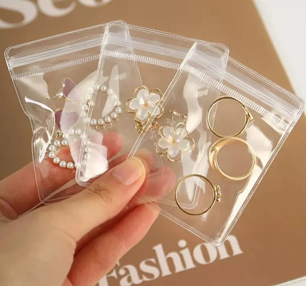 60-Pack Clear PVC Jewelry Storage Bags, 3 Sizes | TIKA
