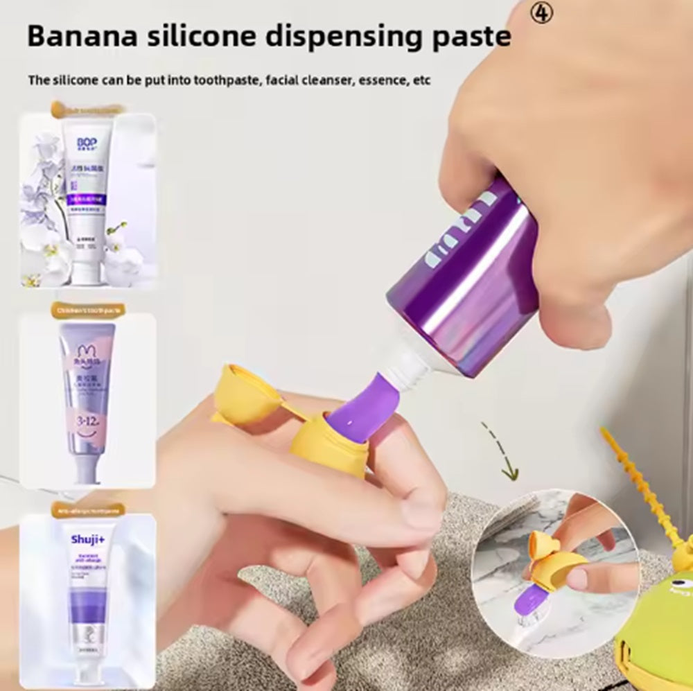 2-Pack Banana Travel Toothbrush Cases with Dispenser | TIKA
