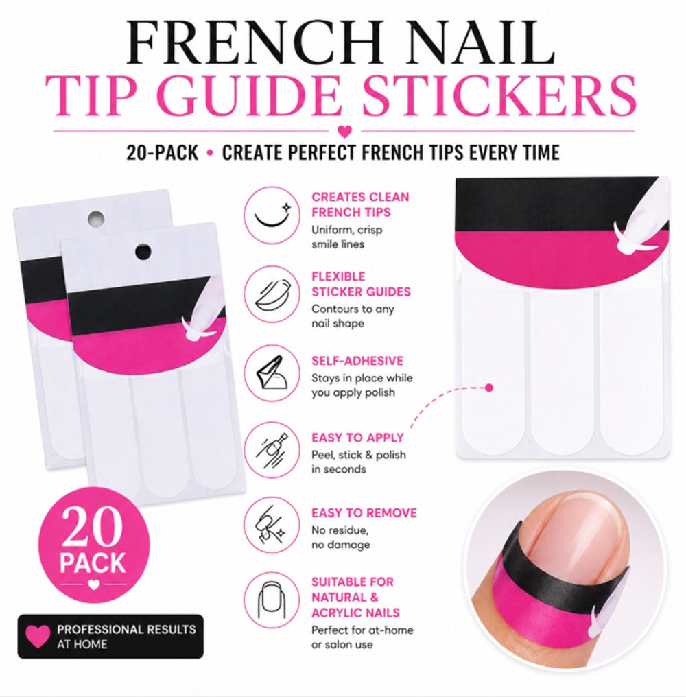 20-Pack French Manicure Nail Guide Stickers | TIKA