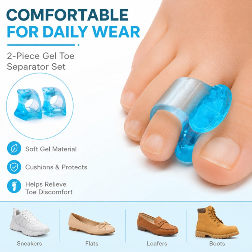 1-Pair Reusable Silicone Gel Big Toe Spacers | TIKA