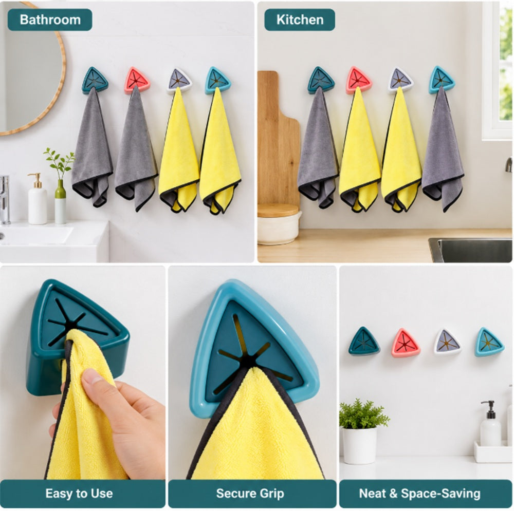 4-Pack Self-Adhesive Towel Holder Hooks | TIKA