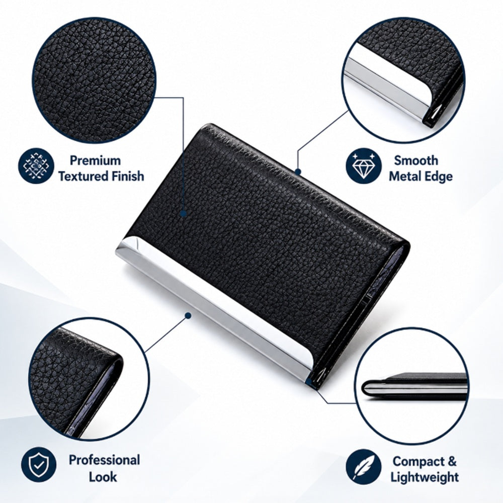 PU Leather & Metal Business Card Holder | TIKA