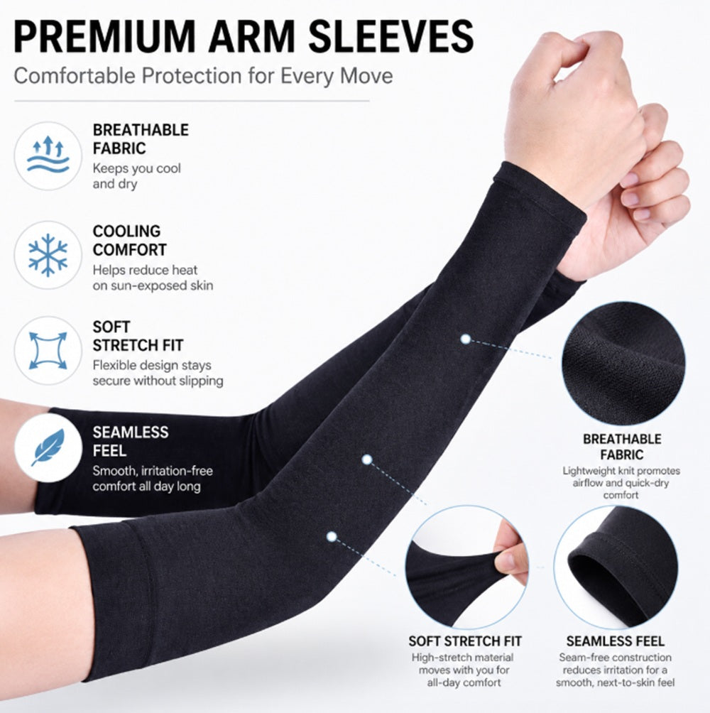 Cooling Sports Arm Sleeves with UV Protection, 1 Pair | TIKA