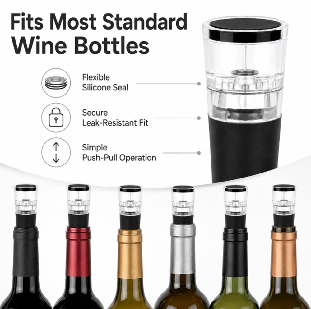 2-Pack Reusable Wine Vacuum Pump Stoppers | TIKA