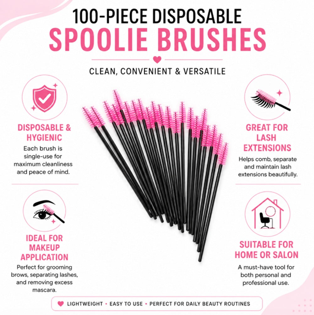 100-Pack Disposable Mascara Wands & Eyelash Spoolies | TIKA
