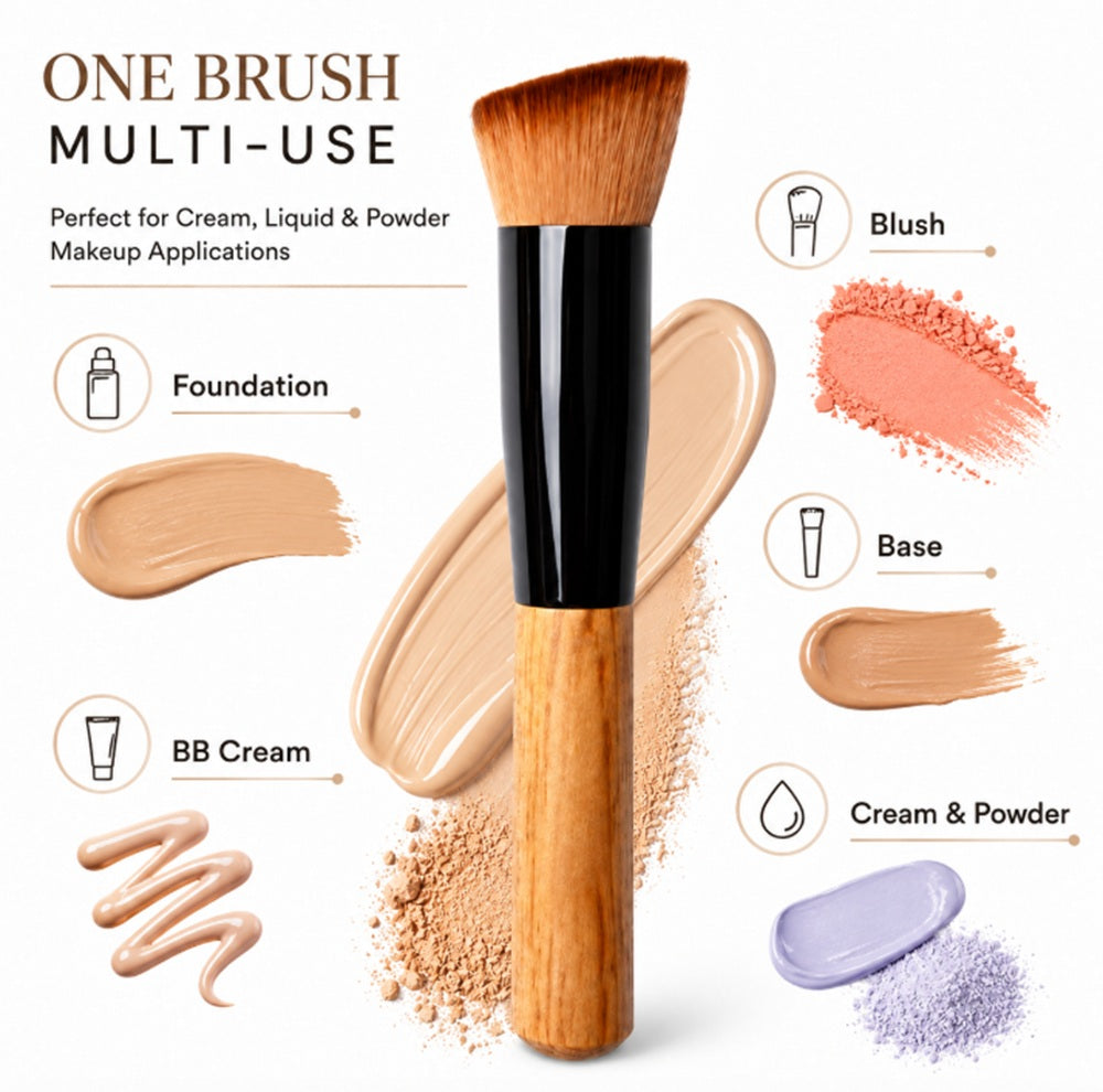 2-Pack Foundation & Powder Buffing Makeup Brushes | TIKA
