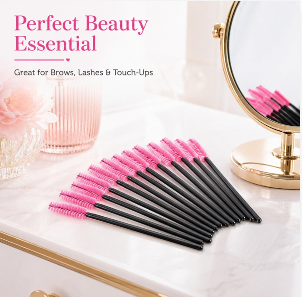 100-Pack Disposable Mascara Wands & Eyelash Spoolies | TIKA