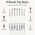 8-Piece Nail Art Brush Set for Gel & Acrylic | TIKA