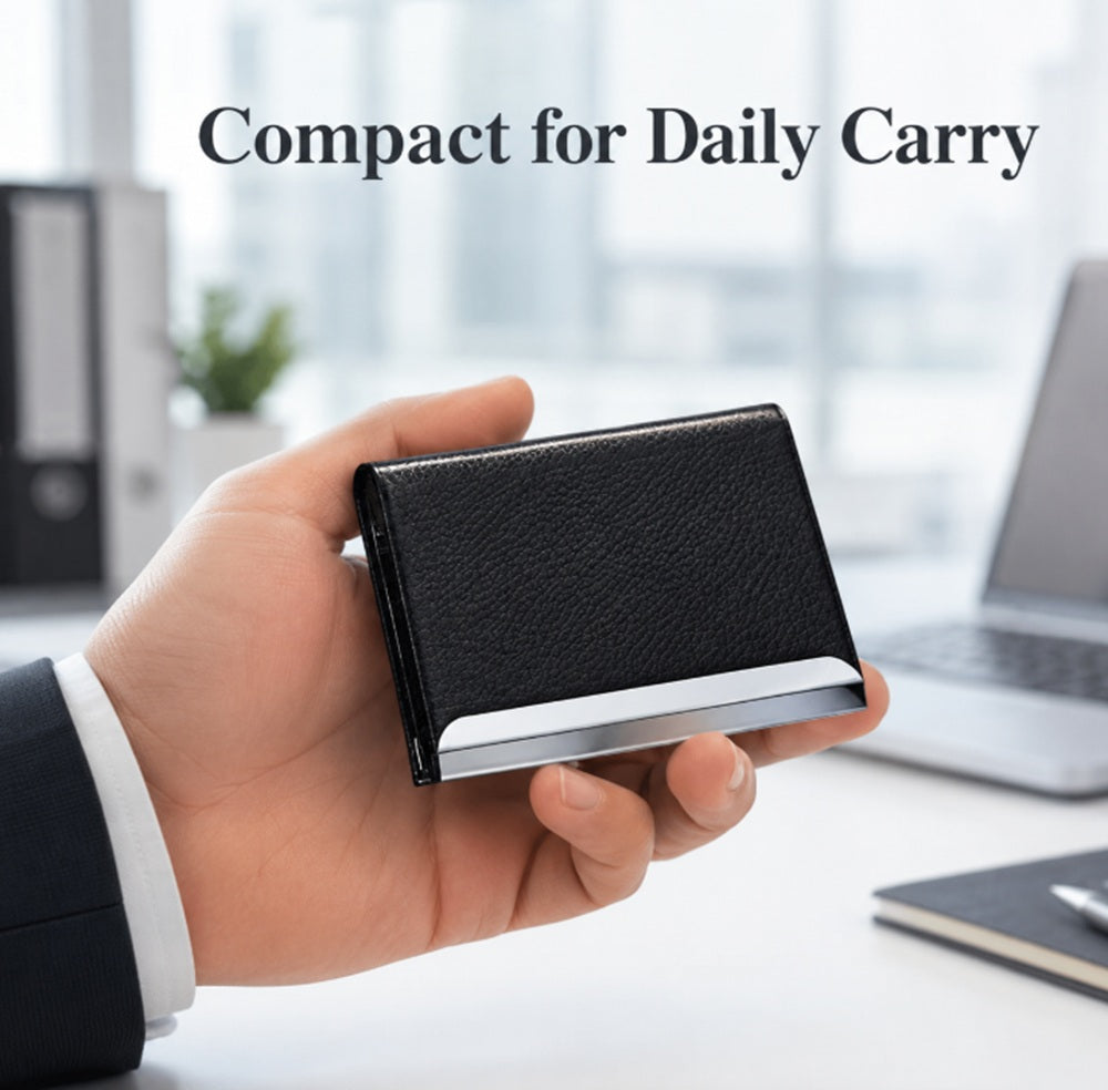 PU Leather & Metal Business Card Holder | TIKA
