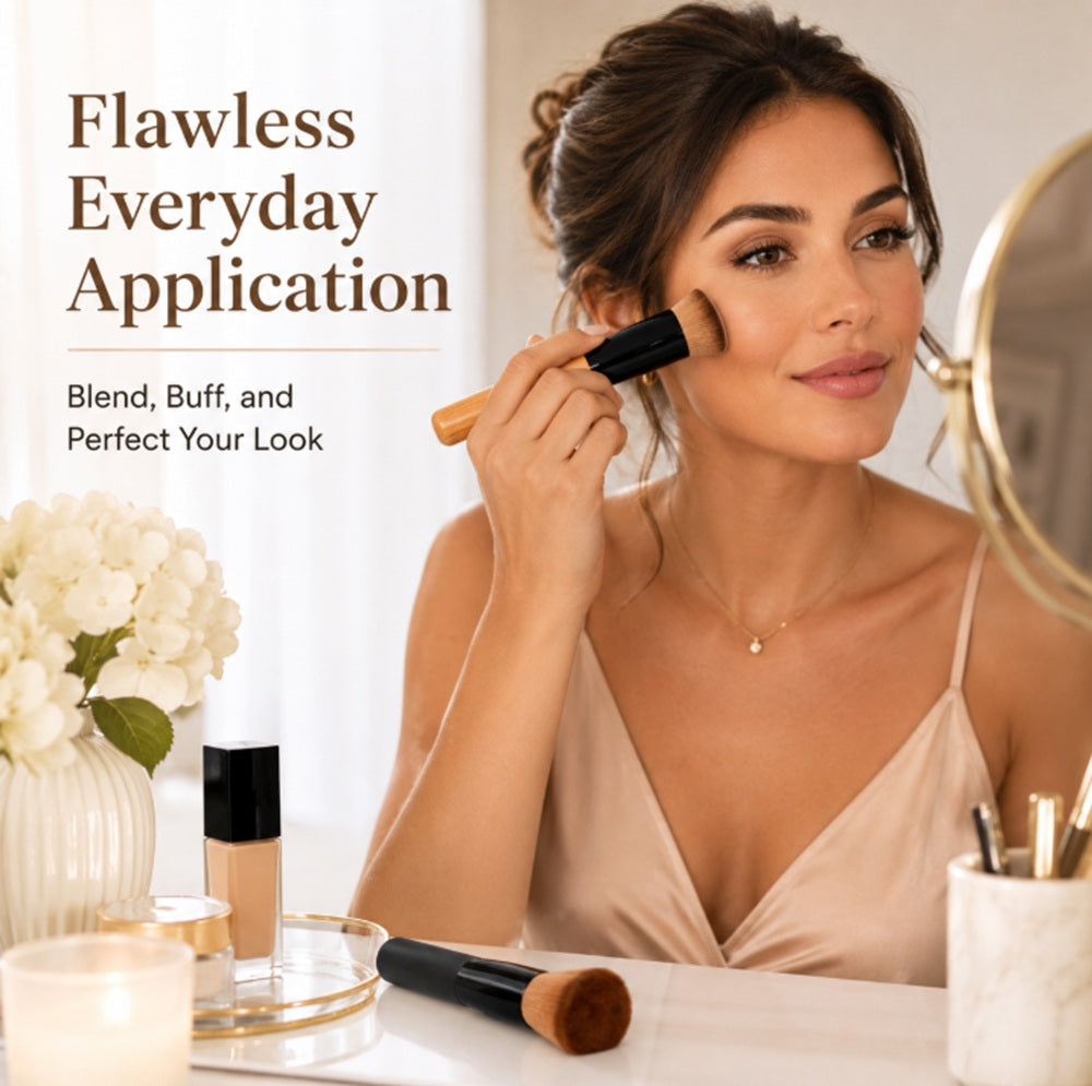 2-Pack Foundation & Powder Buffing Makeup Brushes | TIKA