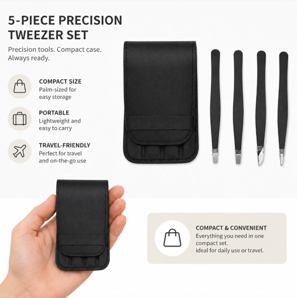 4-Piece Stainless Steel Eyebrow Tweezer Set | TIKA