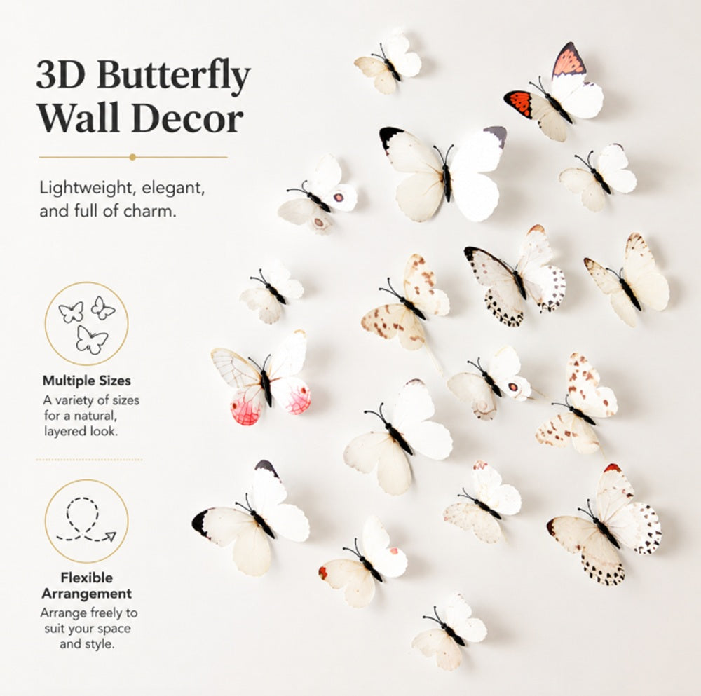 12-Pack 3D Butterfly Wall Stickers | TIKA