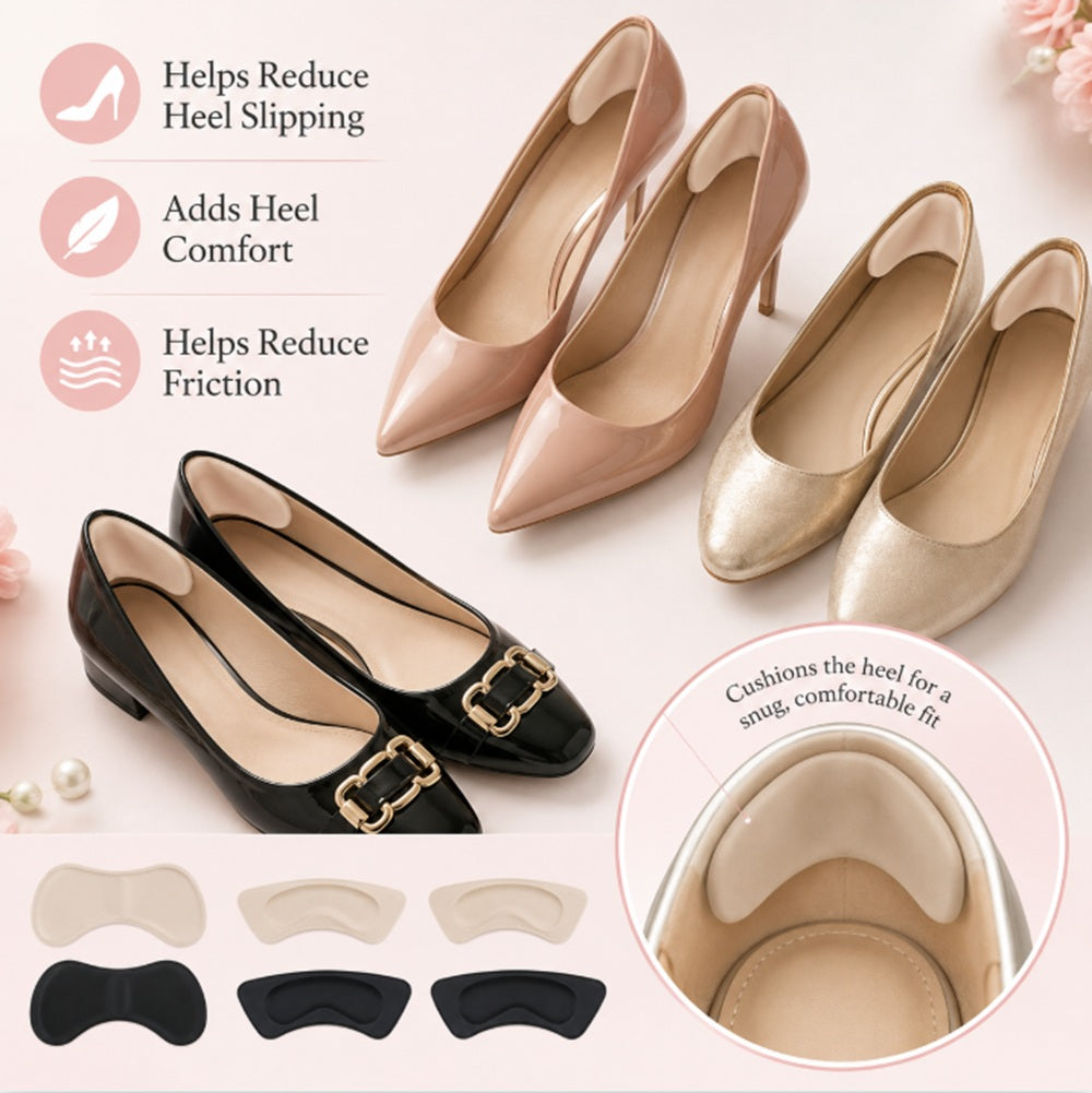 4-Pair Fabric Heel Cushion Inserts & Shoe Grips | TIKA
