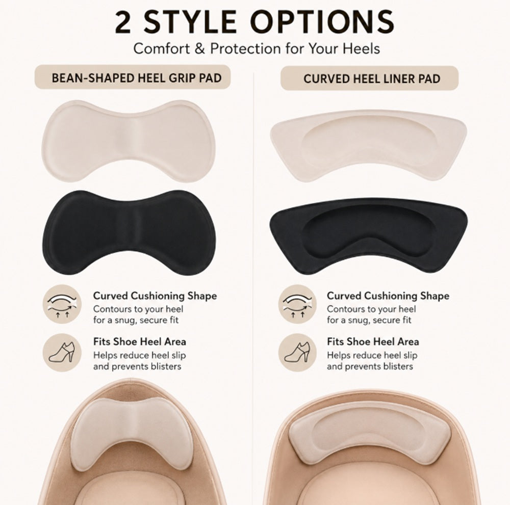 4-Pair Fabric Heel Cushion Inserts & Shoe Grips | TIKA