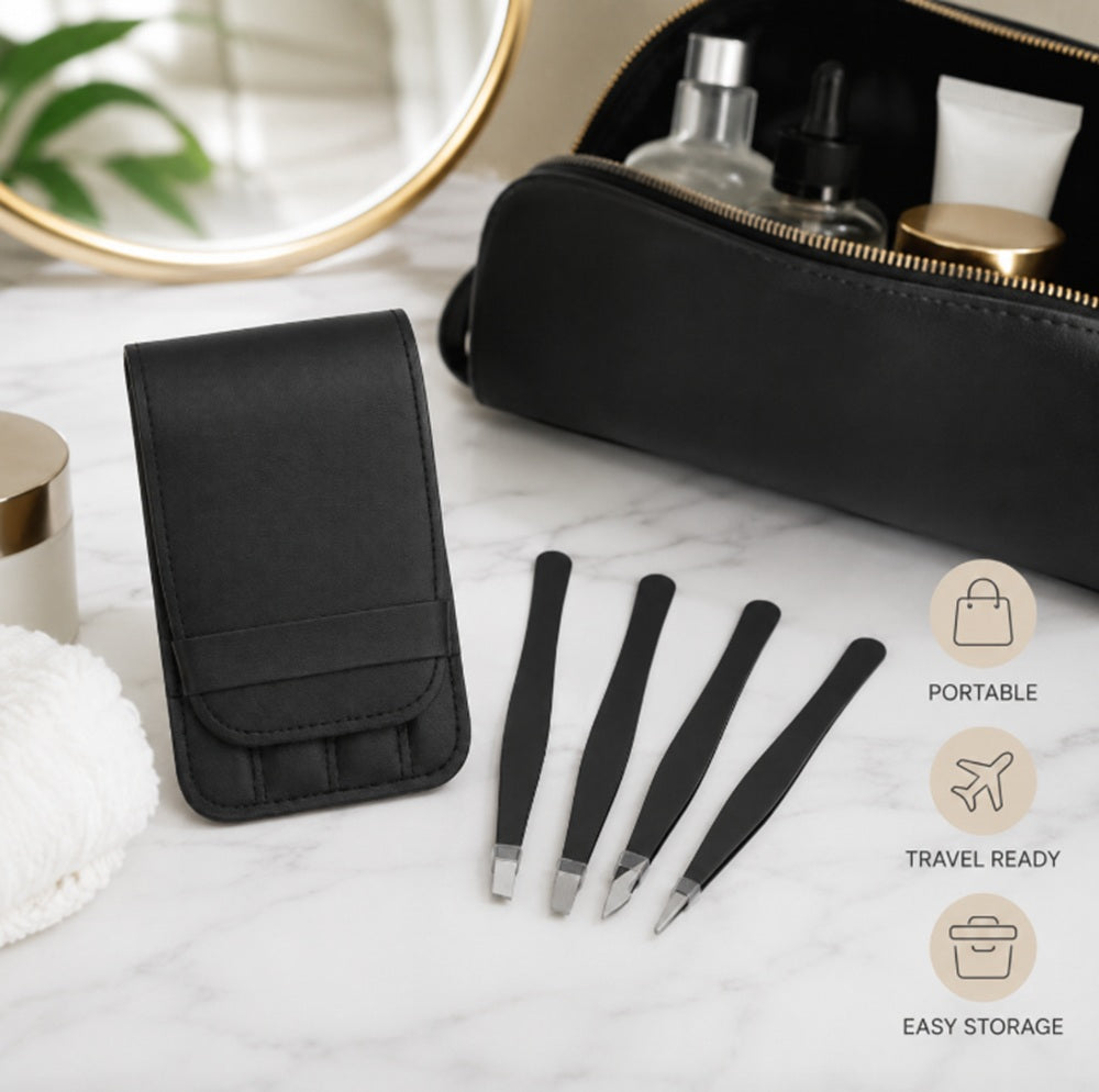 4-Piece Stainless Steel Eyebrow Tweezer Set | TIKA