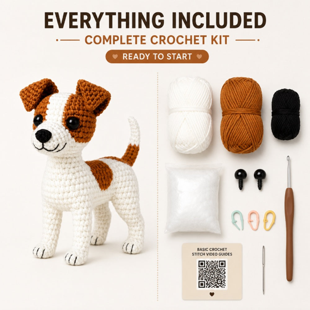 Cute Dog Amigurumi Crochet Kit for Beginners | TIKA