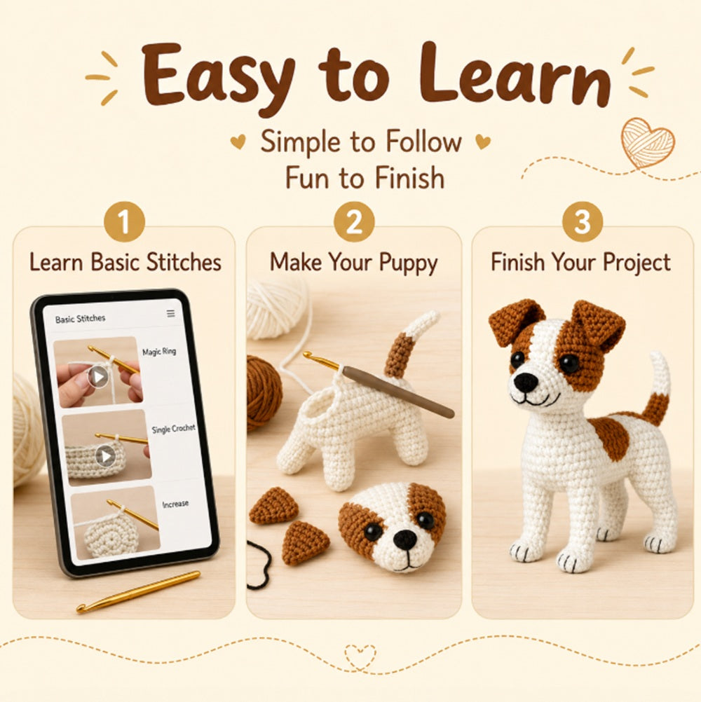 Cute Dog Amigurumi Crochet Kit for Beginners | TIKA